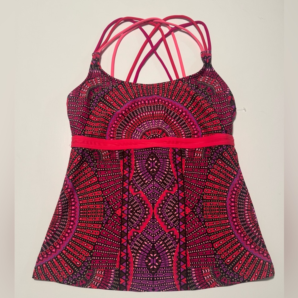Prana Pink and Magenta Strappy Swim Tank